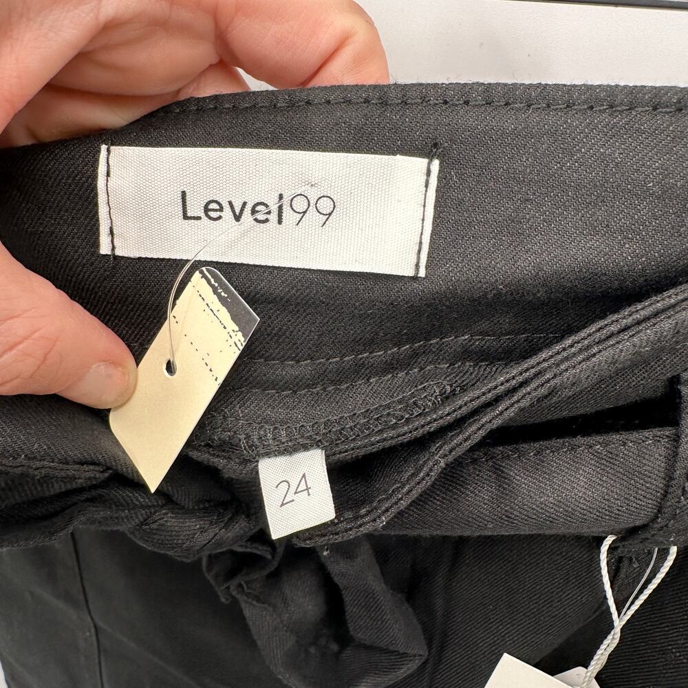 LEVEL99 NWT Bette Seamed Tie Waist Linen Straight Leg Trouser in Black // 00 - Picture 6 of 14